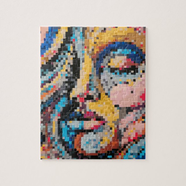 Portrait über die farbenfrohe Pixeldarstellung Puzzle (Vertikal)
