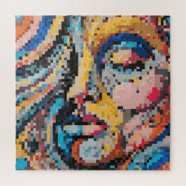Portrait über die farbenfrohe Pixeldarstellung Puzzle