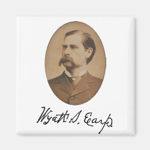 Portrait und Signatur von Wyatt Earp Magnet