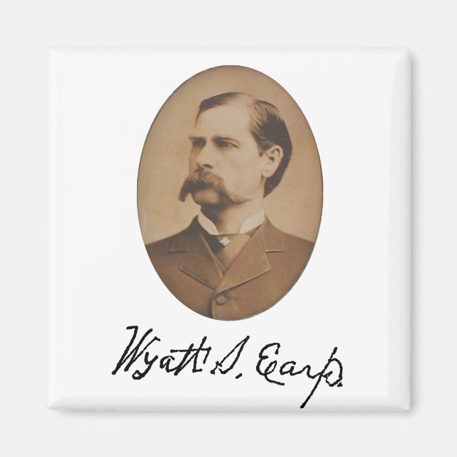 Portrait und Signatur von Wyatt Earp Magnet (Vorne)