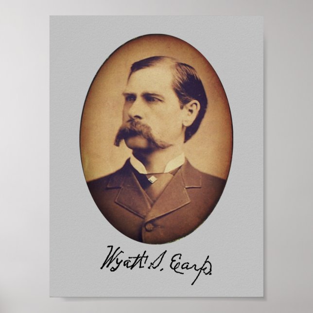 Portrait und Signatur von Wyatt Earp Poster (Vorne)