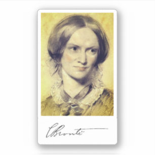 Portrait und Unterschrift von Charlotte Brontë Aufkleber