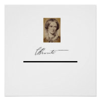 Portrait und Unterschrift von Charlotte Brontë