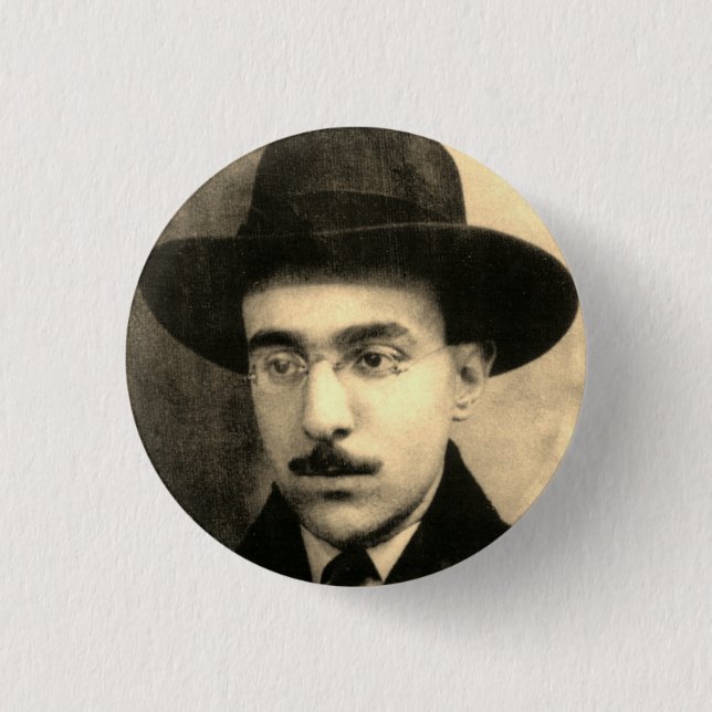 Portrait und Unterschrift von Fernando Pessoa Button (Vorderseite)