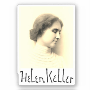 Portrait und Unterschrift von Hellen Keller Aufkleber