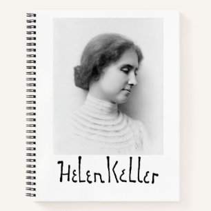 Portrait und Unterschrift von Hellen Keller Notizbuch