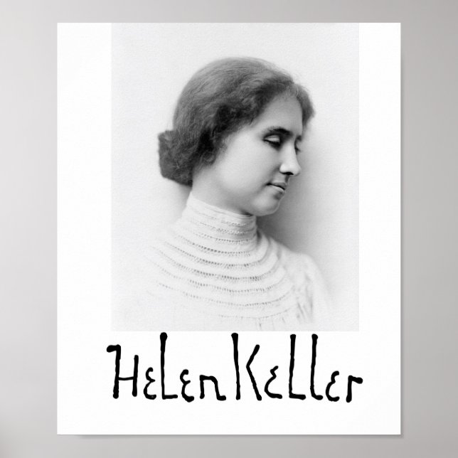 Portrait und Unterschrift von Hellen Keller Poster (Vorne)