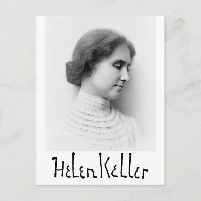 Portrait und Unterschrift von Hellen Keller Postkarte (Vorderseite)