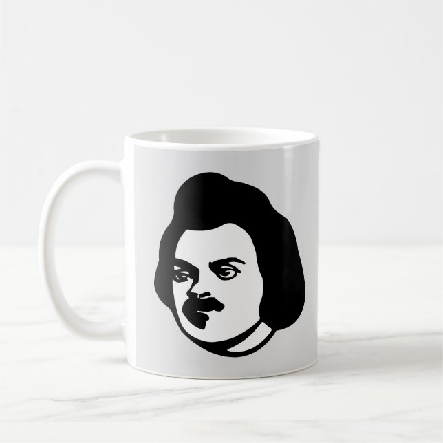 Portrait und Unterschrift von Honoré de Balzac Cof Kaffeetasse (Links)