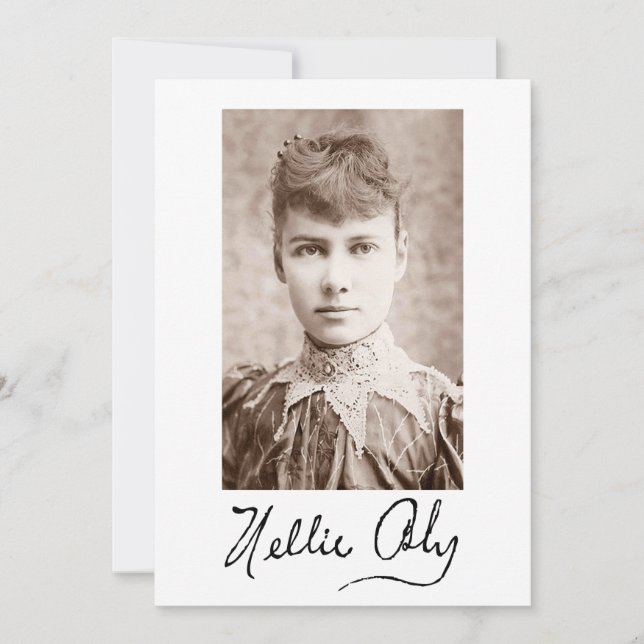 Portrait und Unterschrift von Nellie Bly Einladung (Vorderseite)