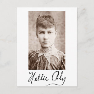 Portrait und Unterschrift von Nellie Bly Postkarte