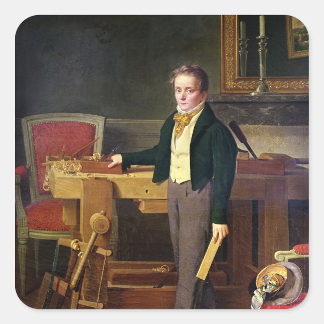 Portrait vermutlich Alfred de La Chaussee Quadratischer Aufkleber (Vorderseite)