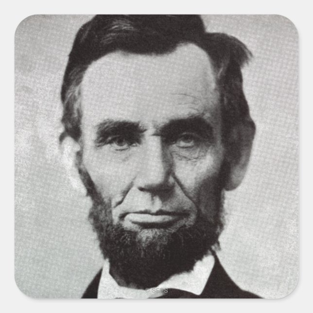Portrait von Abe Lincoln 2 Quadratischer Aufkleber (Vorderseite)