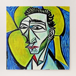 Portrait von abstrakt Yellow and Blue Art Man Puzzle