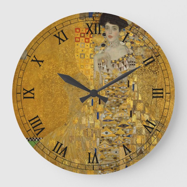 Portrait von Adele Bloch-Bauer I von Gustav Klimt Große Wanduhr (Vorderseite)
