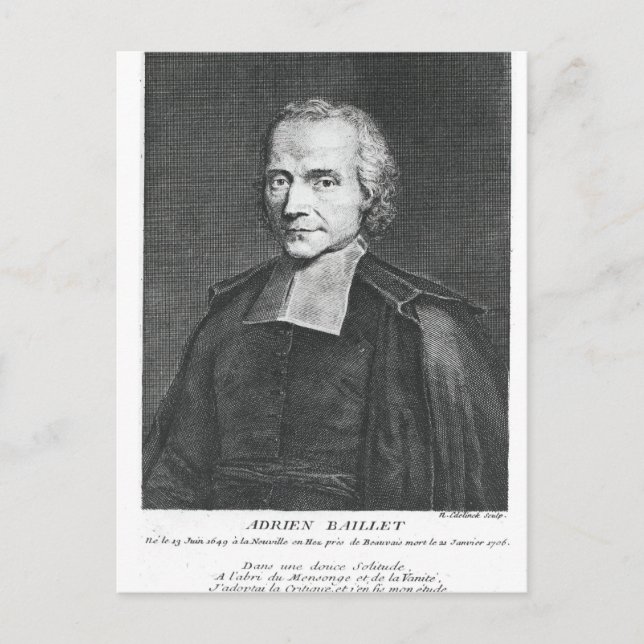 Portrait von Adrien Baillet Postkarte (Vorderseite)