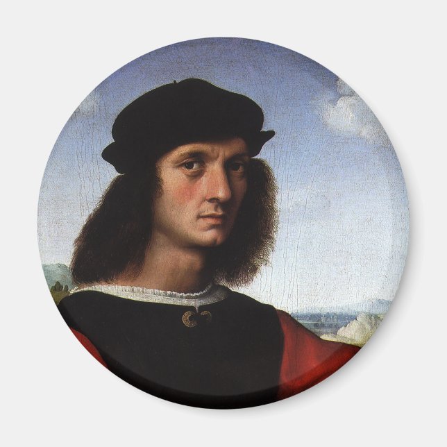 Portrait von Agnolo Doni von Raphael Sanzio Magnet (Vorne)