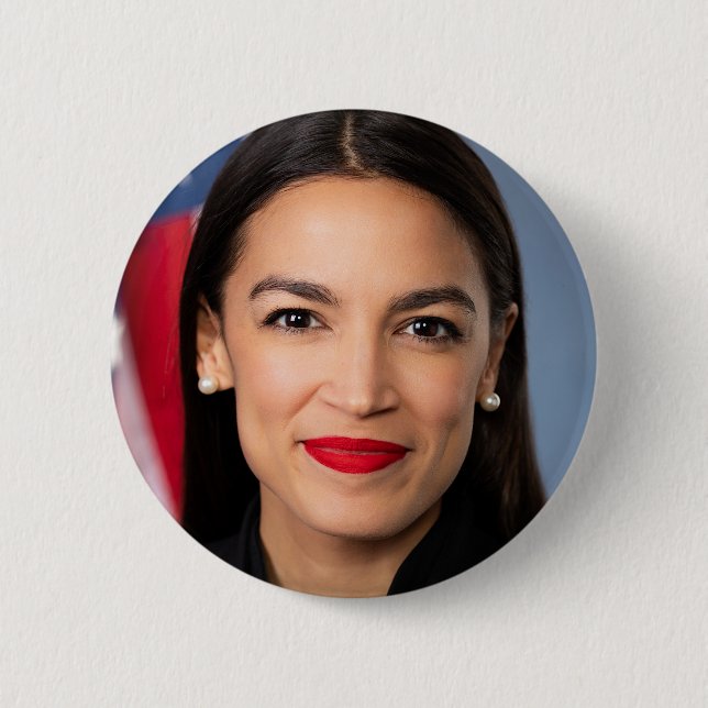 Portrait von Alexandria Ocasio Cortez Button (Vorderseite)