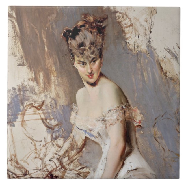 Portrait von Alice Regnault (weibliche Schönheit) Fliese (Vorderseite)