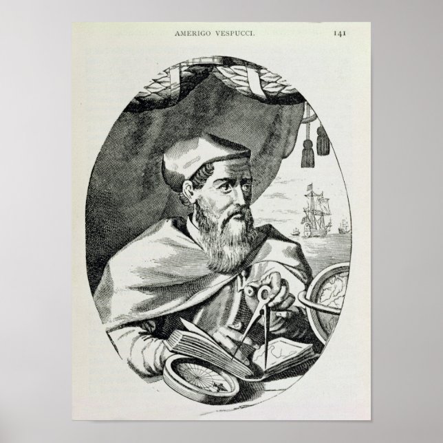 Portrait von Amerigo Vespucci Poster (Vorne)