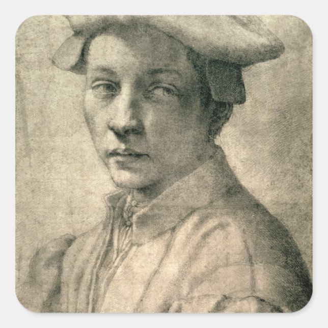 Portrait von Andrea Quaratesi, c.1532 Quadratischer Aufkleber (Vorderseite)