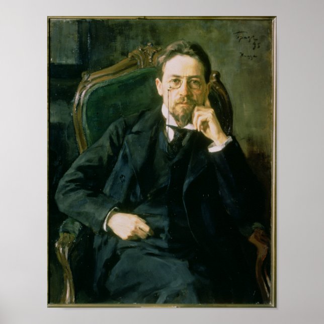 Portrait von Anton Pavlowitsch Tschechow, 1898 Poster (Vorne)