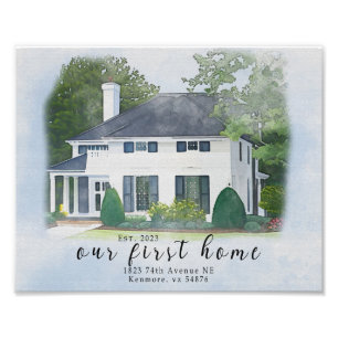 Portrait von Aquarellfarben, Geschenk von Realtor Fotodruck