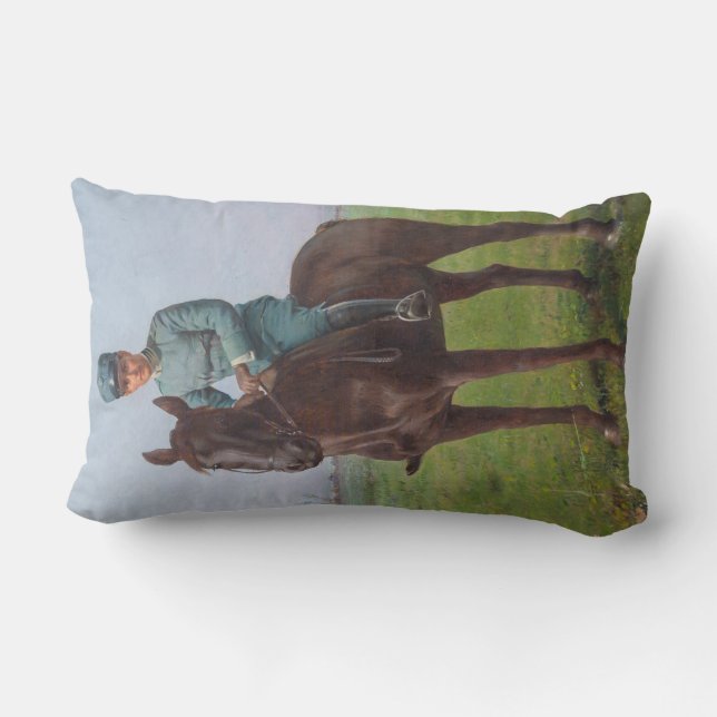 Portrait von Attilio Triboletti (Cavalry Soldier) Lendenkissen (Rückseite)