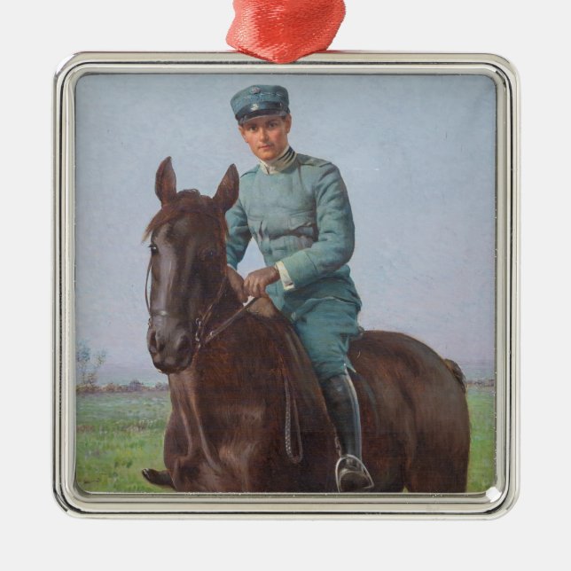 Portrait von Attilio Triboletti (Cavalry Soldier) Ornament Aus Metall (Vorne)