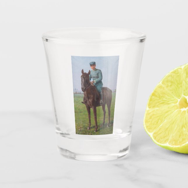 Portrait von Attilio Triboletti (Cavalry Soldier) Schnapsglas (Vorderseite)
