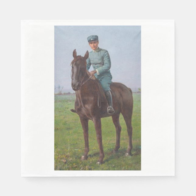Portrait von Attilio Triboletti (Cavalry Soldier) Serviette (Vorderseite)