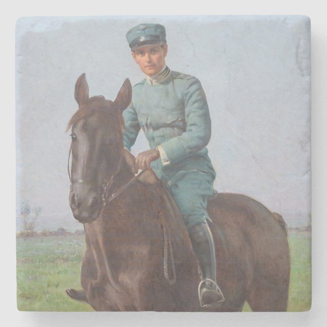 Portrait von Attilio Triboletti (Cavalry Soldier) Steinuntersetzer (Vorderseite)