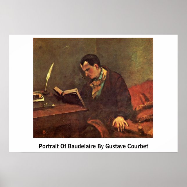 Portrait von Baudelaire von Gustave Courbet Poster (Vorne)
