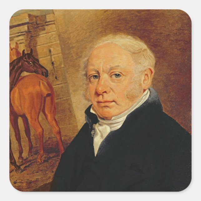 Portrait von Ben Marshall (1767-1835) (Öl auf Canv Quadratischer Aufkleber (Vorderseite)