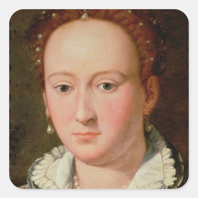 Portrait von Bianca Cappello, c.1580 (Öl auf Kupfe Quadratischer Aufkleber (Vorderseite)
