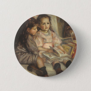 Portrait von Caillebotte Children von Pierre Renoi Button