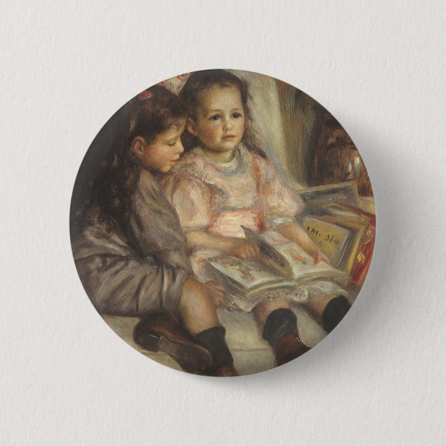 Portrait von Caillebotte Children von Pierre Renoi Button (Vorderseite)