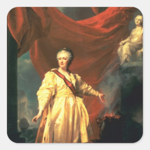Portrait von Catherine the Great as Lawgiver Quadratischer Aufkleber