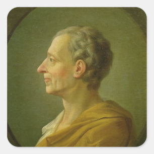 Portrait von Charles de Montesquieu Quadratischer Aufkleber