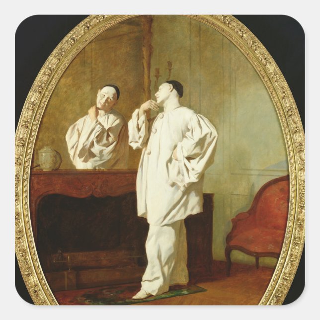 Portrait von Charles Deburau Quadratischer Aufkleber (Vorderseite)