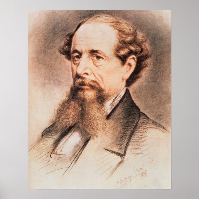 Portrait von Charles Dickens, 1869 Poster (Vorne)