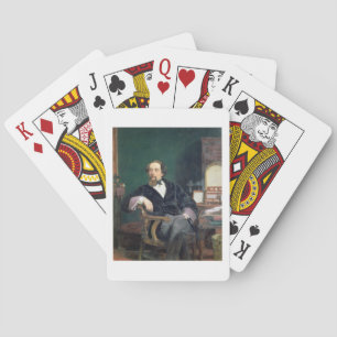 Portrait von Charles Dickens (Öl auf Leinwand) Spielkarten