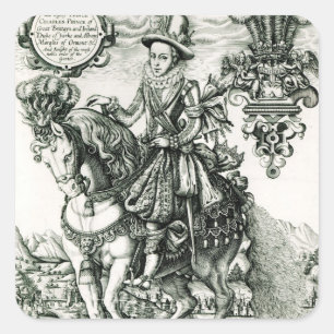Portrait von Charles I. als Prinz Quadratischer Aufkleber