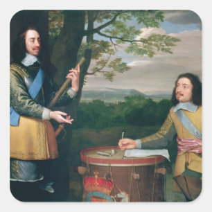 Portrait von Charles I. und Sir Edward Walker Quadratischer Aufkleber