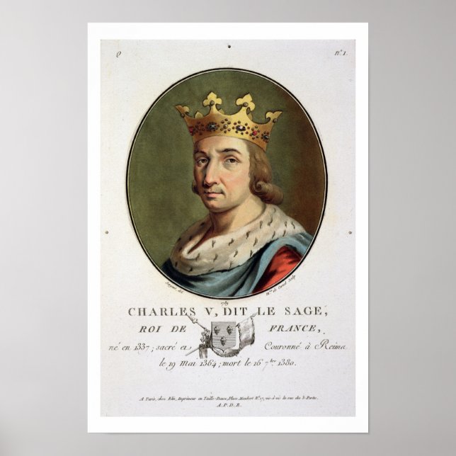 Portrait von Charles V, genannt "The Wise" King of Poster (Vorne)