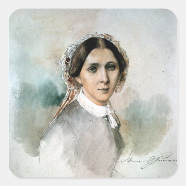 Portrait von Clara Schumann 1853 Quadratischer Aufkleber (Vorderseite)