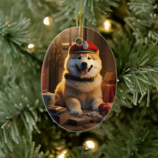 Portrait von der Polizei Akita, Geschenke für Hund Keramik Ornament