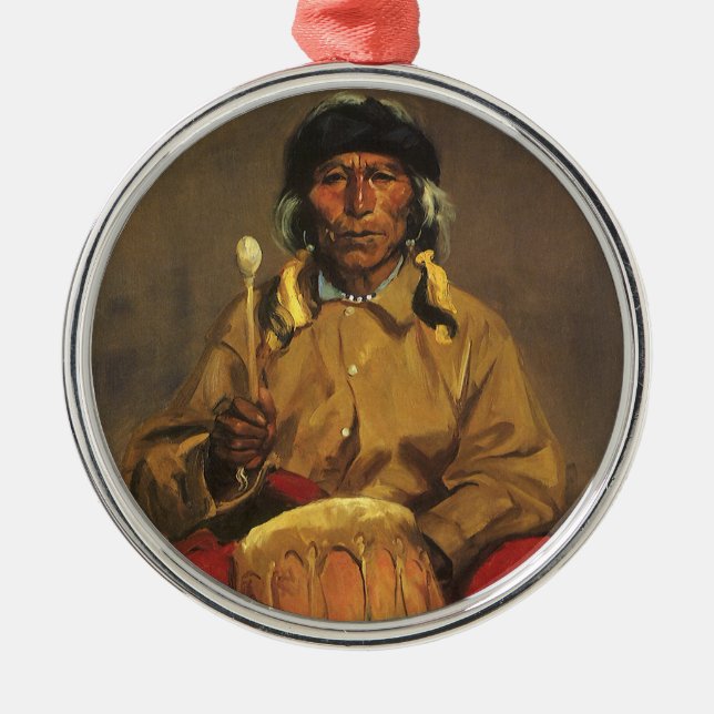 Portrait von Dieguito Roybal von Robert Henri Silbernes Ornament (Vorne)