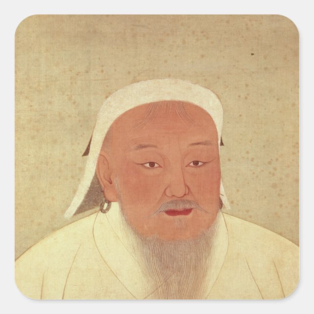Portrait von Dschingis Khan, Mongol Khan Quadratischer Aufkleber (Vorderseite)
