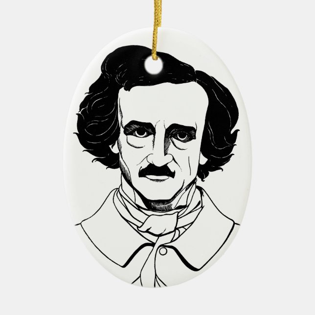 Portrait von Edgar Allan Poe Keramik Ornament (Vorne)